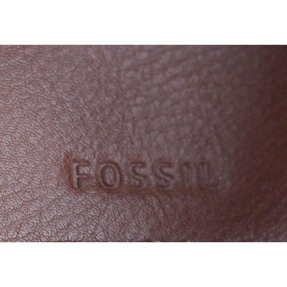 Fossil WHITE GRAY COATED CANVAS BROWN LEATHER TRIM HANDLES SHOULDER BAG BACKPACK - Picture 5 of 16